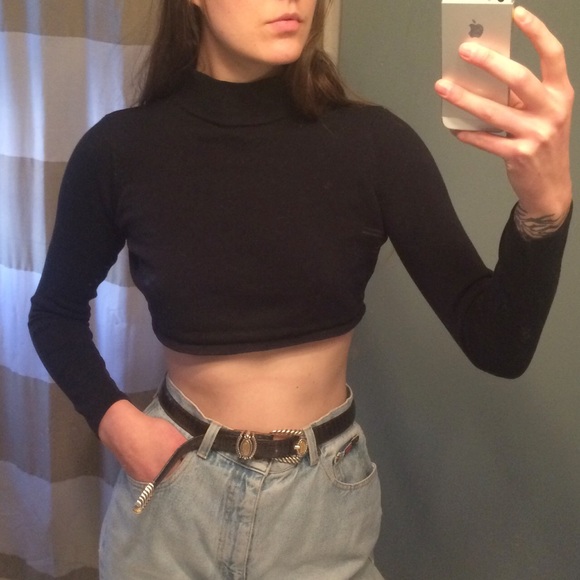 Super Cropped Mock Neck Top - Picture 1 of 4